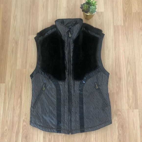 Emmegi Ski Vest Faux Fur Brown Winter Vest Animal Print - Picture 3 of 10